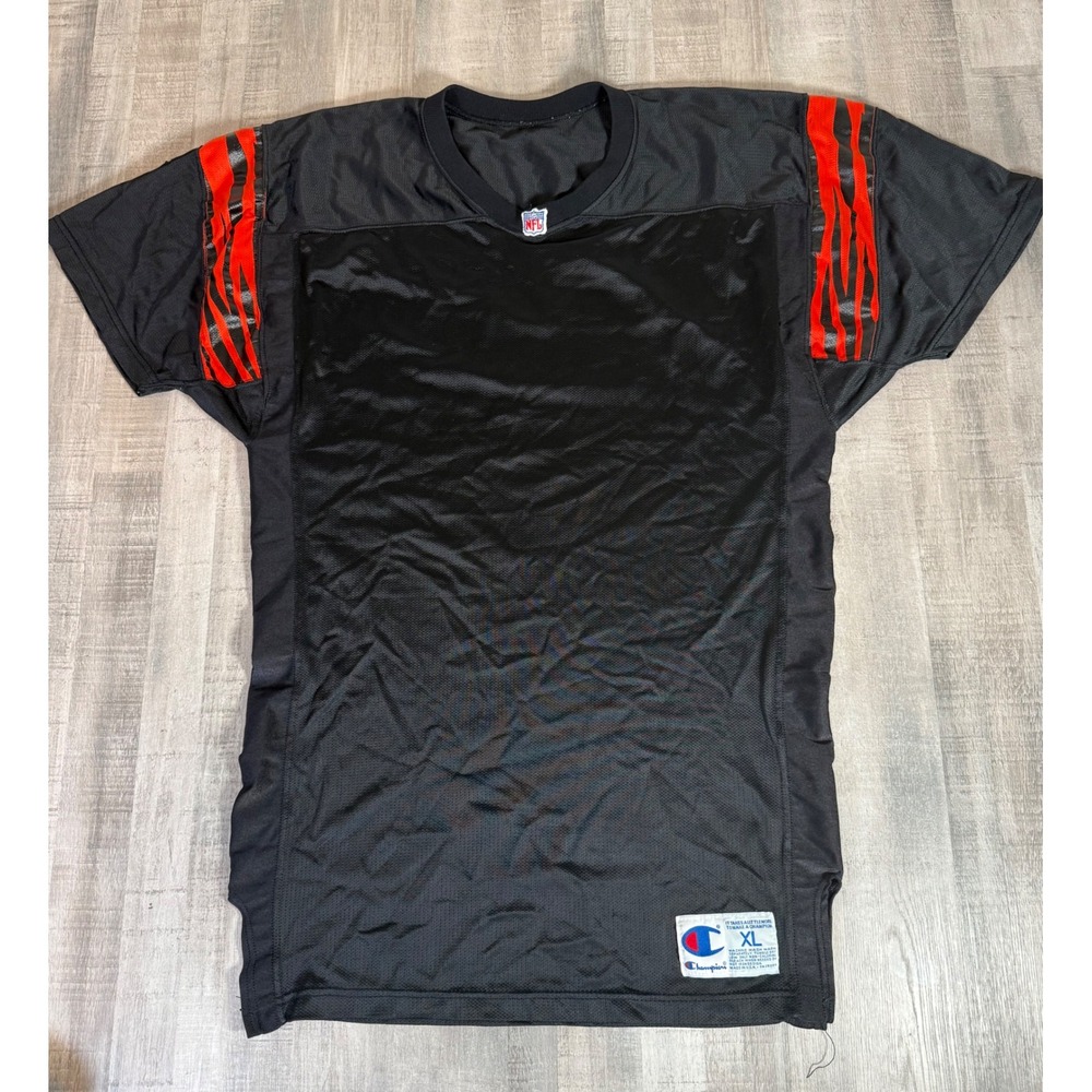 Vintage Champion NFL Cincinnati Bengals Blank Jersey XL Black Tiger USA 80s
